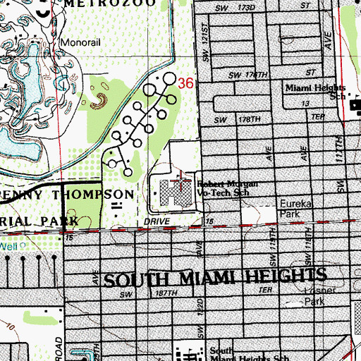 Topographic Map of Robert Morgan Vocational Technical Institute, FL