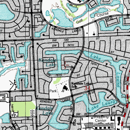Topographic Map of Kendale Lakes Elementary School, FL