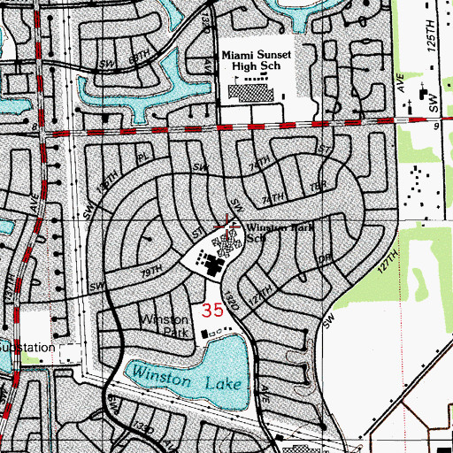 Topographic Map of Winston Park K - 8 Center, FL