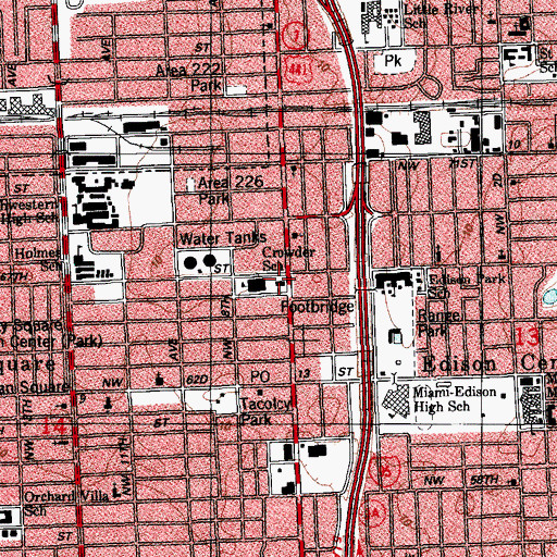 Topographic Map of Thena Crowler Elementary School, FL