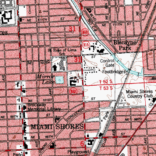 Topographic Map of Miami Shores Elementary School, FL