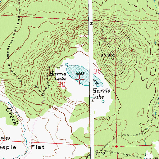 Topographic Map of Harris Lake, AZ