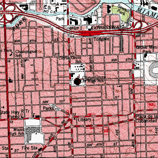 Topographic Map of Citrus Grove Middle School, FL