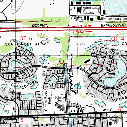 Topographic Map of E W F Stirrup Senior Elementary School, FL