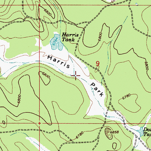 Topographic Map of Harris Park, AZ
