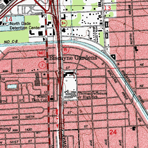 Topographic Map of Biscayne Gardens Elementary School, FL