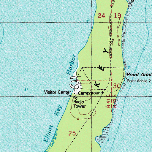 Topographic Map of Elliott Key Park Harbor Light 2, FL