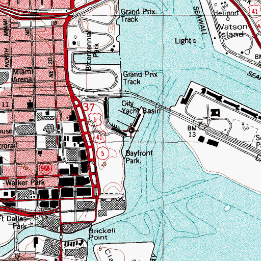 Topographic Map of Miamarina South Pier Light, FL