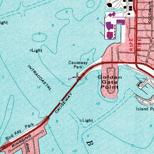 Topographic Map of Tony Saprito Fishing Pier South Light, FL
