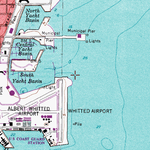 Topographic Map of Whitted Airport Runway Extension Obstruction Light, FL
