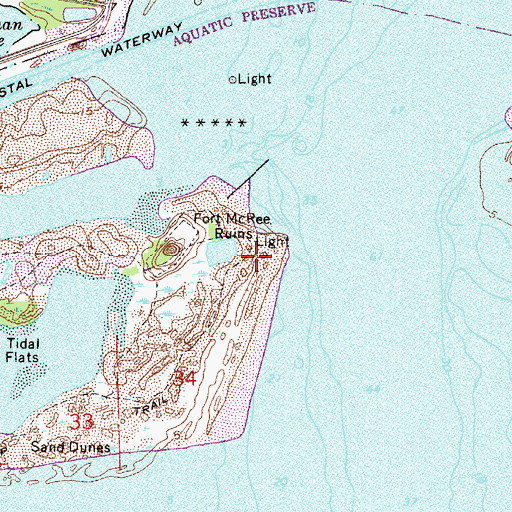 Topographic Map of Fort McRee Leading Light, FL