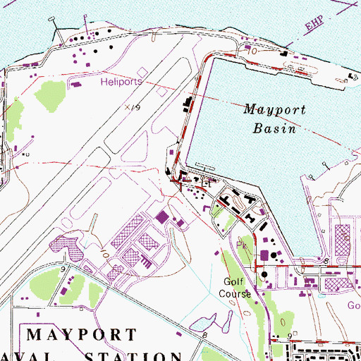 Topographic Map of Mayport Basin Range Front Light, FL