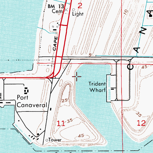 Topographic Map of Canaveral Harbor Range Front Light, FL