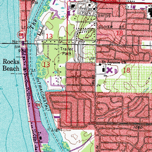 Topographic Map of Indian Spring Estates, FL