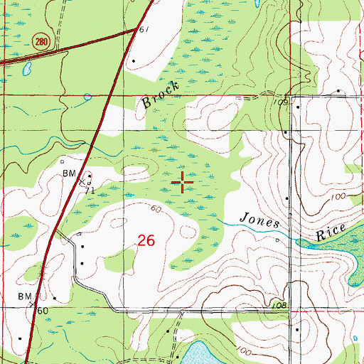 Topographic Map of Jones Rice Mill Branch, FL