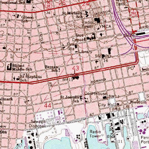 Topographic Map of Escambia Juvenile Detention School, FL