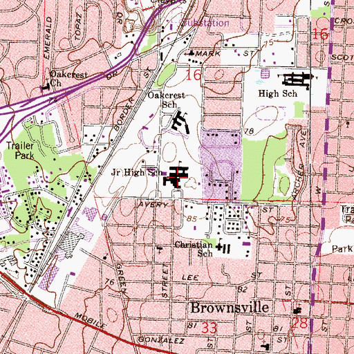 Topographic Map of Brownsville Middle School, FL