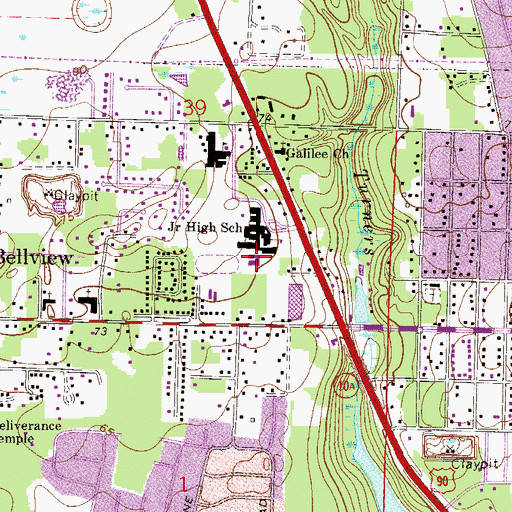 Topographic Map of Bellview Middle School, FL