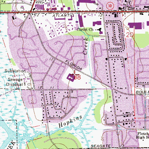 Topographic Map of Neptune Beach Elementary School, FL