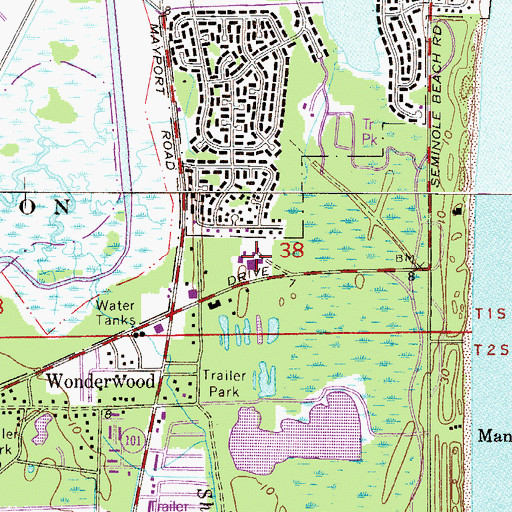 Topographic Map of Joseph Finegan Elementary School, FL