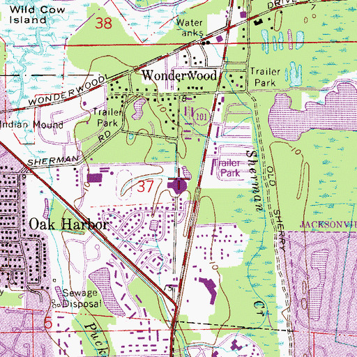 Topographic Map of Mayport Coastal Sciences Middle School, FL