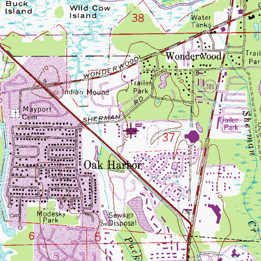 Topographic Map of Mayport Elementary Coastal Sciences Academy, FL