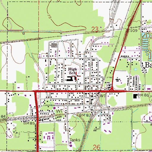 Topographic Map of Baldwin Middle - High School, FL