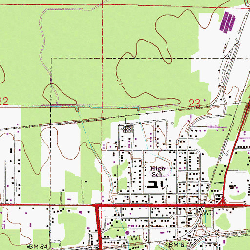 Topographic Map of Mamie Agnes Jones Elementary School, FL