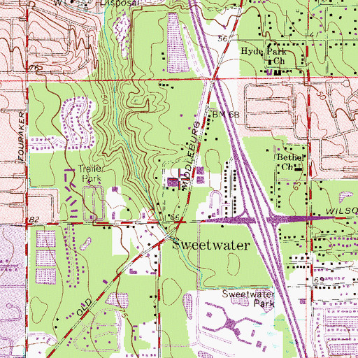 Topographic Map of Palm Avenue Exceptional Child Center, FL