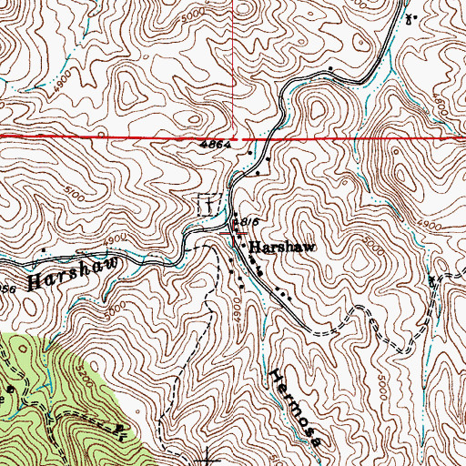 Topographic Map of Harshaw, AZ
