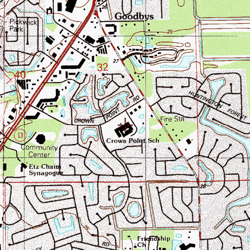 Topographic Map of Crown Point Elementary School, FL