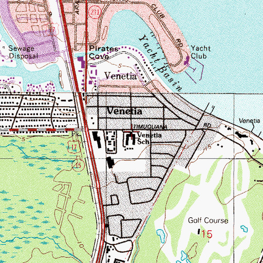 Topographic Map of Venetia Elementary School, FL