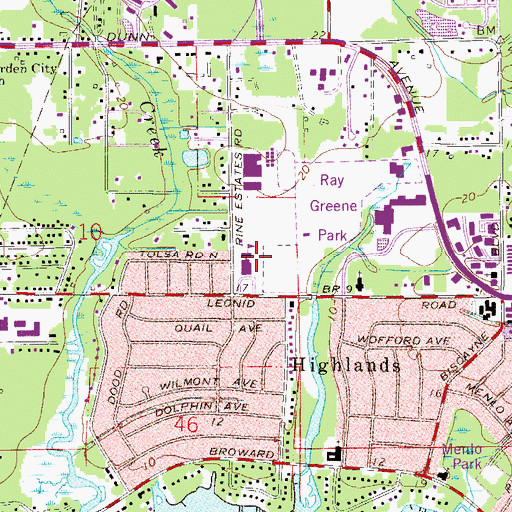 Topographic Map of Pine Estates Elementary School, FL