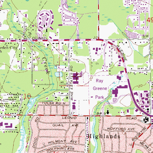 Topographic Map of Highlands Middle School, FL