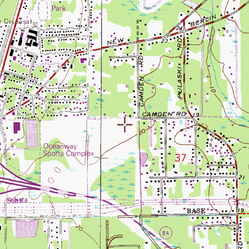 Topographic Map of Oceanway Elementary School, FL