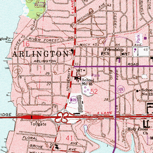 Topographic Map of Arlington Elementary School, FL