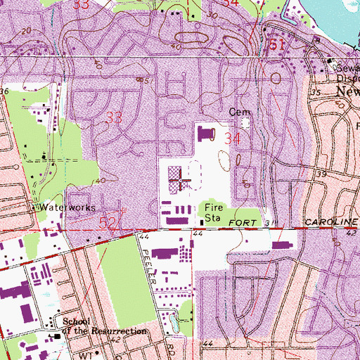 Topographic Map of Fort Caroline Middle School, FL