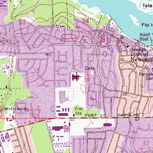 Topographic Map of Fort Caroline Elementary School, FL