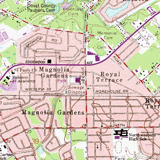 Topographic Map of Carter G Woodson Elementary School of the Medical Arts, FL