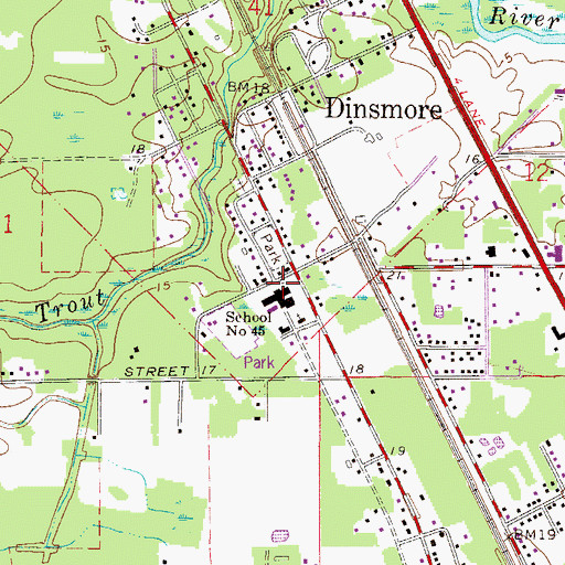 Topographic Map of Dinsmore Elementary School, FL