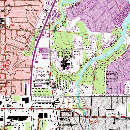 Topographic Map of J E B Stuart Middle School, FL