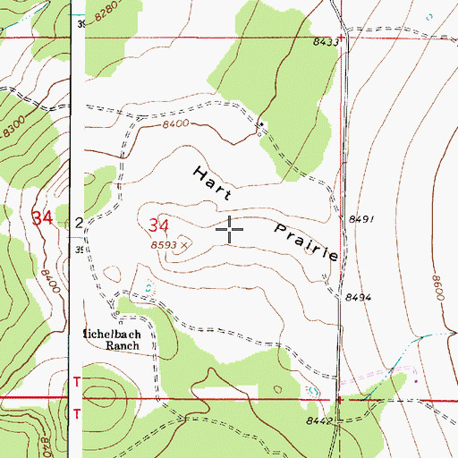 Topographic Map of Hart Prairie, AZ
