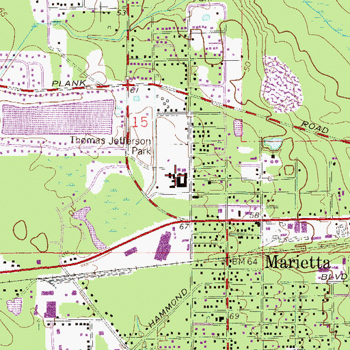 Topographic Map of Thomas Jefferson Elementary School, FL