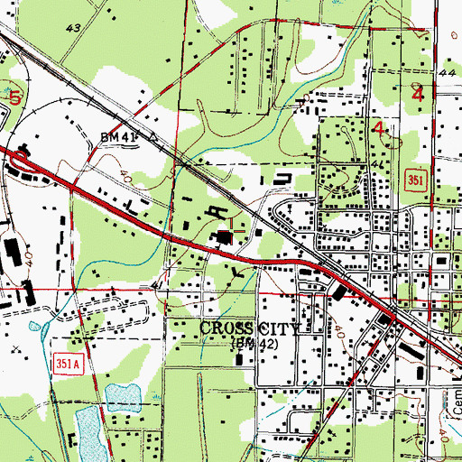 Topographic Map of Dixie County Adult Center, FL