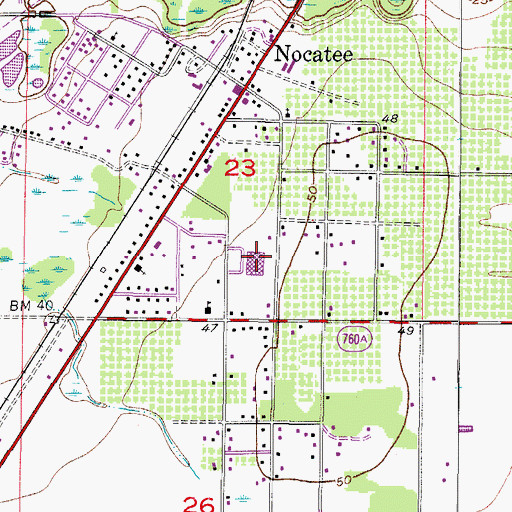 Topographic Map of Nocatee Elementary School, FL