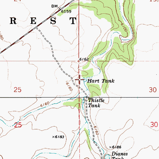 Topographic Map of Hart Tank, AZ