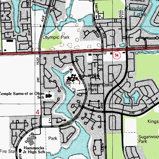 Topographic Map of Hammocks Junior High School, FL