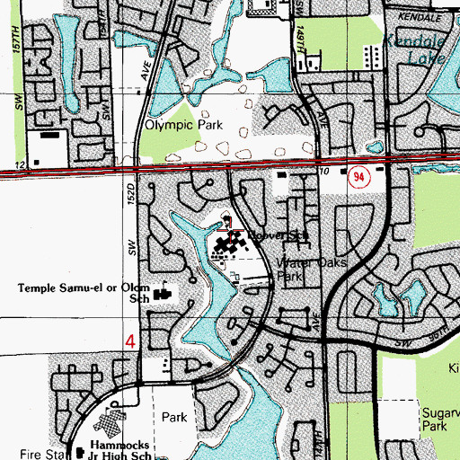 Topographic Map of Oliver Hoover Elementary School, FL