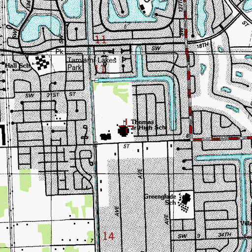 Topographic Map of W R Thomas Middle School, FL