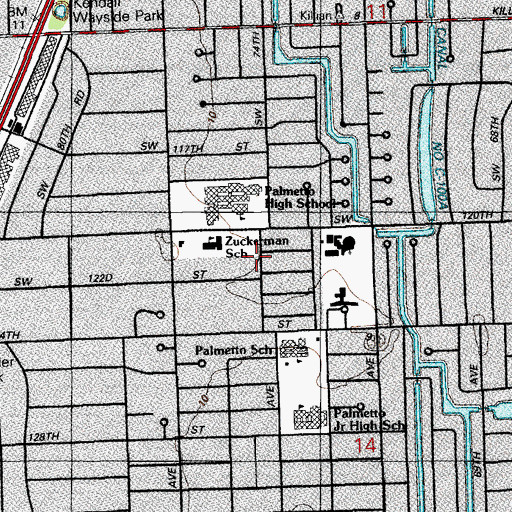 Topographic Map of Miami Palmetto Senior High School, FL